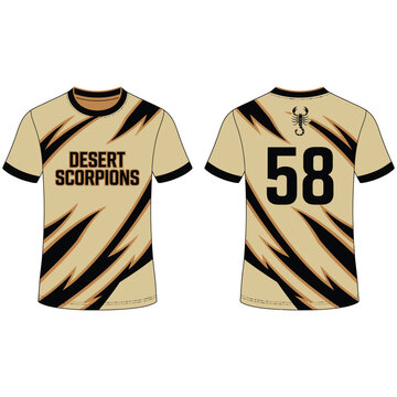 Desert scorpions team sports jersey with stylized design t shirt apparel