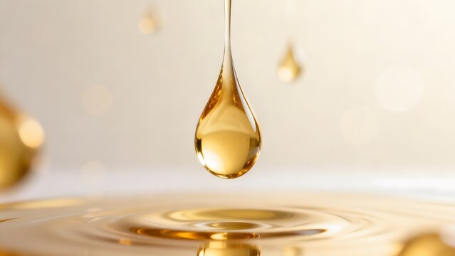 Golden liquid drop creating ripples
