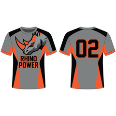 Gray t shirt with "rhino power" logo and rhino graphic t shirt gym wear © Abu Sufian