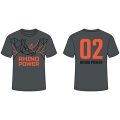 Gray t shirt with abstract rhino graphic and number 02 t shirt mock © Abu Sufian