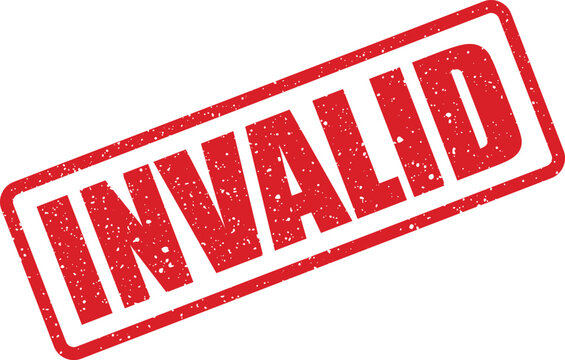 Red grunge invalid stamp with a distressed texture indicating unsuitability or lack of validity for official documents