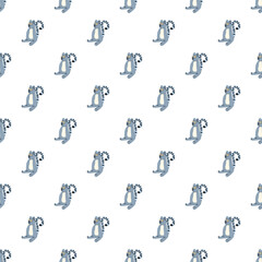 Ring tailed lemur cartoon drawing repeating as a seamless animal pattern © nsit0108