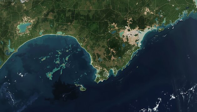 A satellite view displays the southeastern United States with clear visibility of Florida and surrounding coastal regions