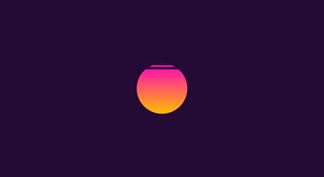 Retro synthwave sun animation glowing pink and orange gradient animation