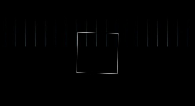 Rotating diamond shape with pulsing vertical lines abstract animation