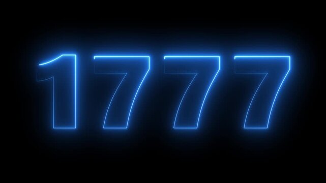 Neon blue glowing number 1777 animation on black background