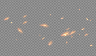 fire dust particles over transparent background overlay, Flying Fire Particles transparent background in png format. 3d render of fire embers, Fire flames isolated on transparent background © HALIMA