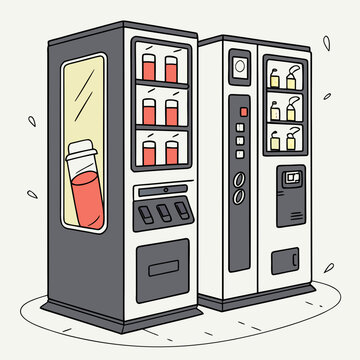 Two modern vending machines offering drinks and snacks with vending machine beverages beverage