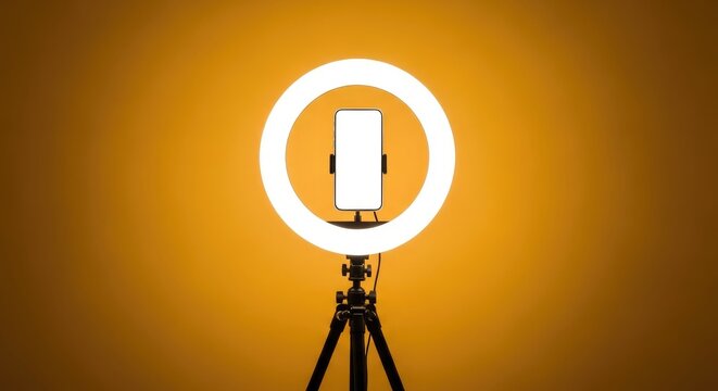Celebrating international friendship day smartphone with ring light for virtual connections and social media