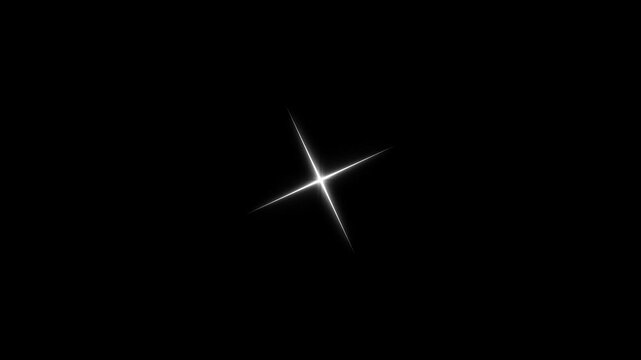 Vector doodles style stars blinking effects with alpha channel, 4k twinkle sparkling stars shine animation, Magic light effect trail magic sparkling effects on black screen background. 4K video.