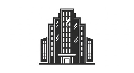 Fototapeta premium Modern Art Deco Style Skyscraper Building Silhouette.