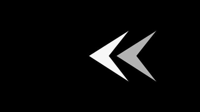 animated white arrow showing directions on black background.Motion graphic 4k animation video.