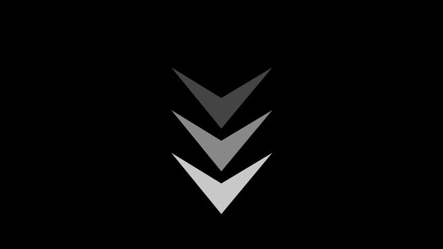 animated white arrow showing directions on black background.Motion graphic 4k animation video.