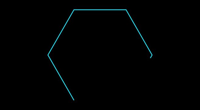 Neon hexagon outline animation glowing geometric shape motion animation