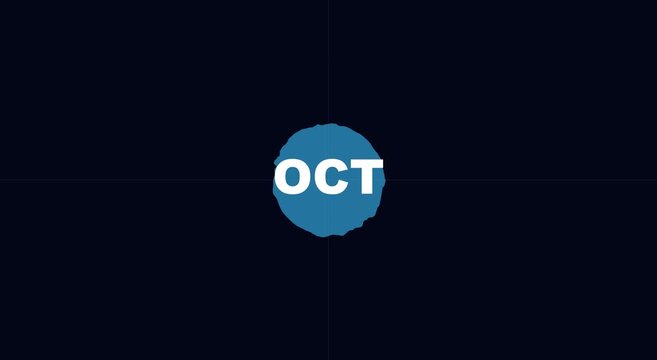 October month text animation on blue circle minimalist motion animation