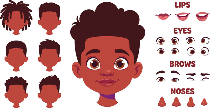 Boy Avatar Generator with Various Hairstyles and Expressions
