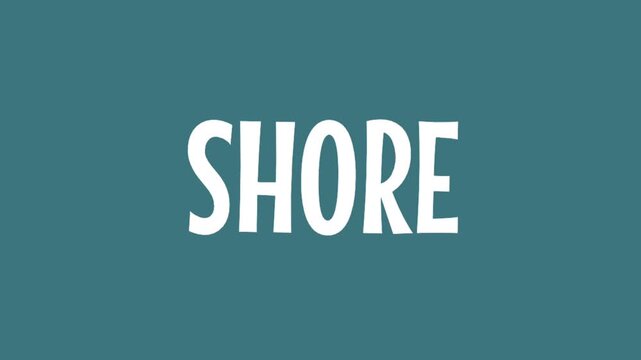Elegant SHORE typography animated over a calm blue background, creating a clean visual perfect for travel, summer, and creative media projects.