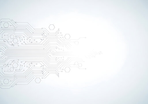 Circuit board design with hexagonal patterns and metallic lines