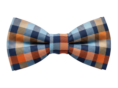 Colorful plaid bow tie isolated on transparent background