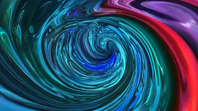 Spiraling abstract vortex in shades of blue and green, dynamic swirl pattern with glossy highlights, digital art style, concept of energy flow and mysticism