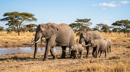 Fototapeta premium elephants in the savannah