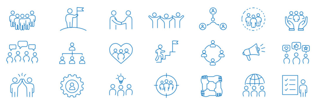 Society Line Editable Icons set. Vector illustration in modern thin line style of people related icons: social group, diversity, communication, and more. Pictograms and infographics for mobile ..