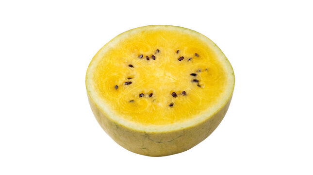Fresh yellow passion fruit half for healthy snack or tropical flavor in food design