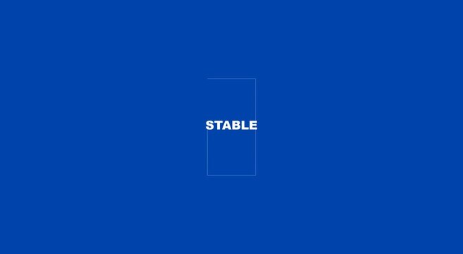 Stable text animation on blue animation background, for minimalist motion