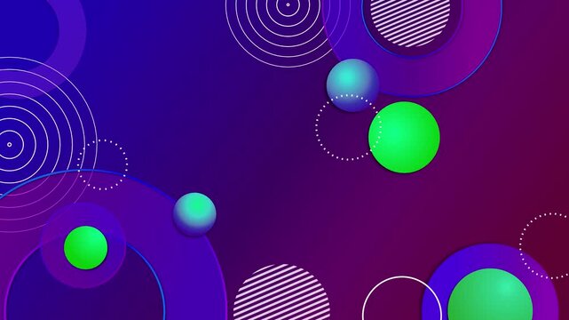Abstract gradient background with overlapping circular shapes and dotted accents animation, modern geometric design