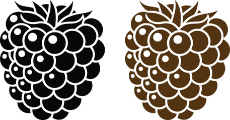 Blackberry icons, fruit silhouettes, brown and black vector graphics, berry illustrations © Jihadul