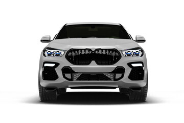 Obraz premium Izmir, Turkey - May 11 2026: Isolated studio photo of a white modern coupe style SUV from a slight front angle on a transparent background.