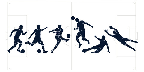 Soccer Football Players Silhouettes Sport Action Motion Vector Illustration © Rahed Ul Islam