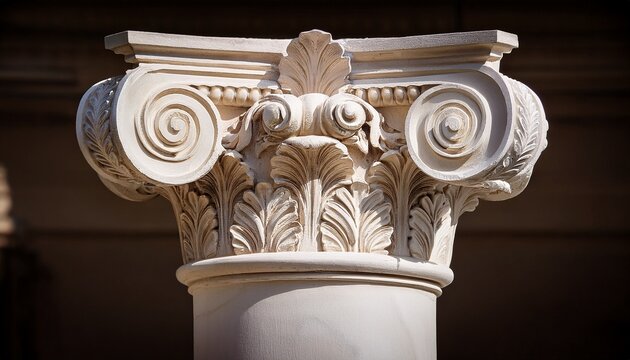 ornate white corinthian column capital detail