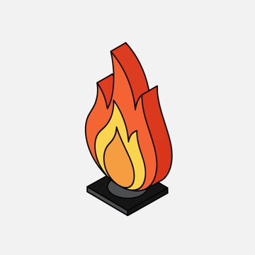 Flame burning on black base.