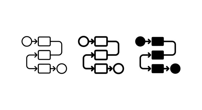 Process Flowchart Icons, Workflow Diagrams, Business Logic Steps, Sequence Charts