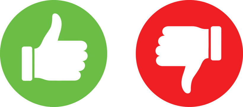 Upvote and downvote thumbs icon set Vector