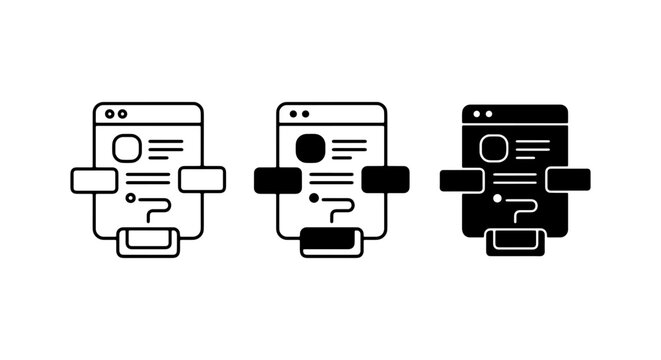Web Design Process Icons, UI UX Workflow Elements, Digital Interface Steps