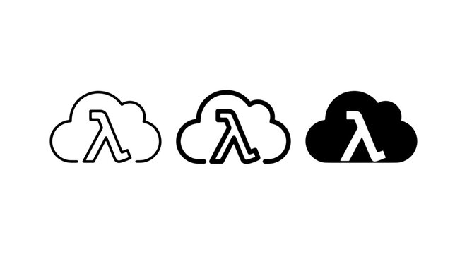 Lambda Symbol Cloud Icons, Serverless Computing, Technology Concepts, Vector Graphics