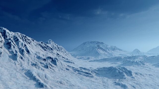 Mountain range in winter. Animation On The Theme Of Travel, Nature And Landscapes.	

