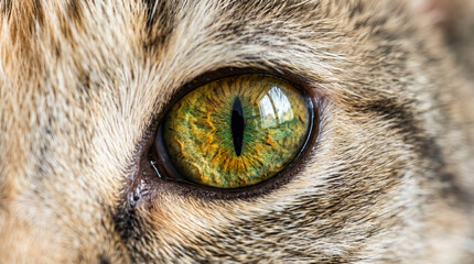 Obraz premium Extreme Macro Of A Green Cat Eye Showing Intricate Iris Details And Pupil