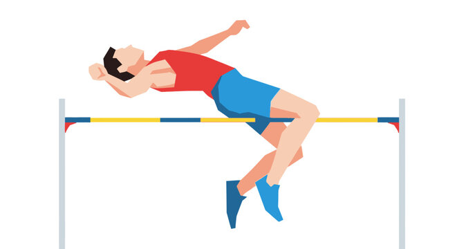 Athlete jumping over high bar in track and field competition