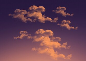 Fototapeta premium Dreamy Dusk Purple Sunset Sky Background with Cinematic Gradient Clouds