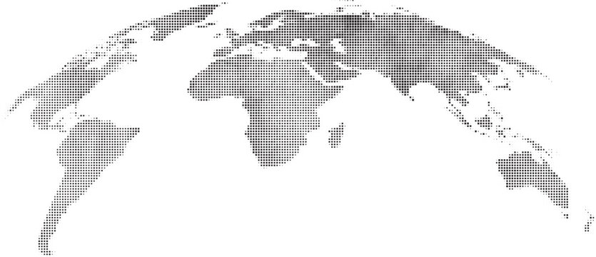 A grayscale illustration of a world map isolated on white background victor illustration