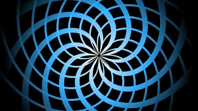 Abstract spiral pattern forming a symmetrical flower-like center with repeating curved grid lines creating depth and optical illusion
