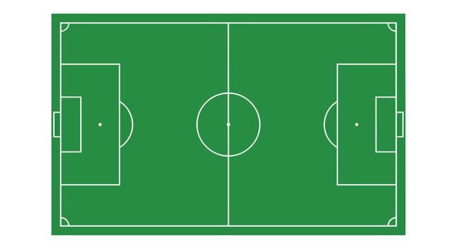 soccer field top view green pitch with white markings