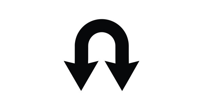 Black silhouette of two arrows forming a circular motion isolated on white background