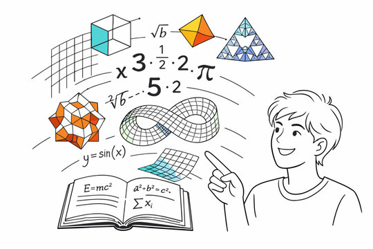An open mathematics textbook with dimensional numbers and formulas seeming