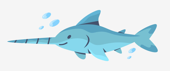 Fototapeta premium Blue Swordfish Icon. Vector Character for Ocean Life and Nature Design