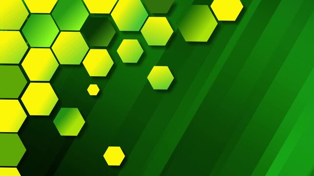 Abstract background with bright hexagonal pattern and diagonal stripes animation