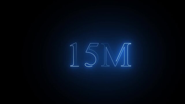 Glowing neon light 15M followers or subscribers celebration text animation , Number 15M Neon Futuristic Effect, 15M animation neon text effect motion. ...